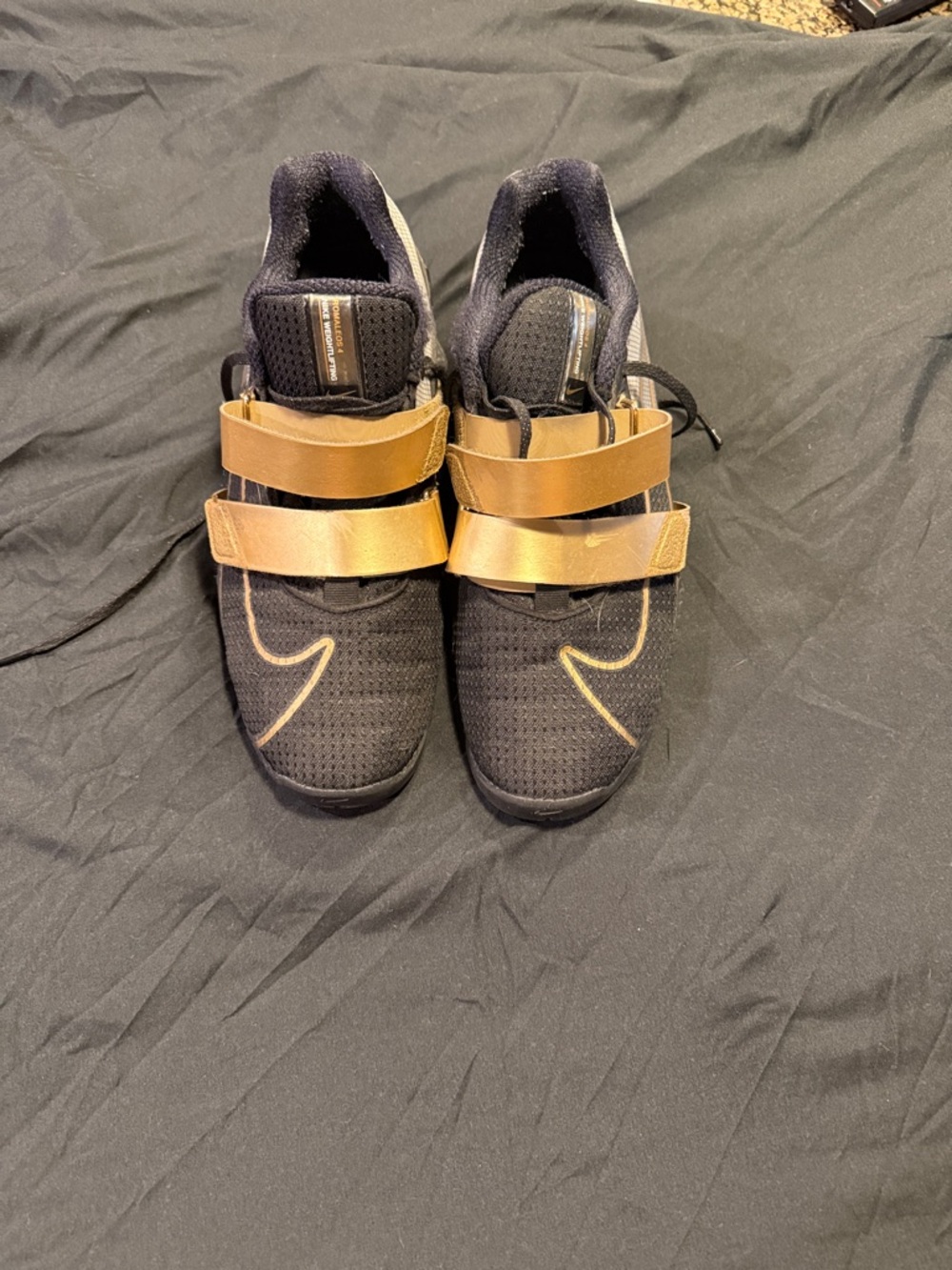 Nike Romelos weightlifting shoe black and gold men's 11